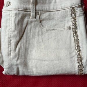 Talbots Cream Jeans with Sequin Trim